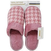 Wholesale - S-XL WOMEN MAUVE HOUNDSTOOTH KNIT SLIPPER GOLD TOE C/P 18